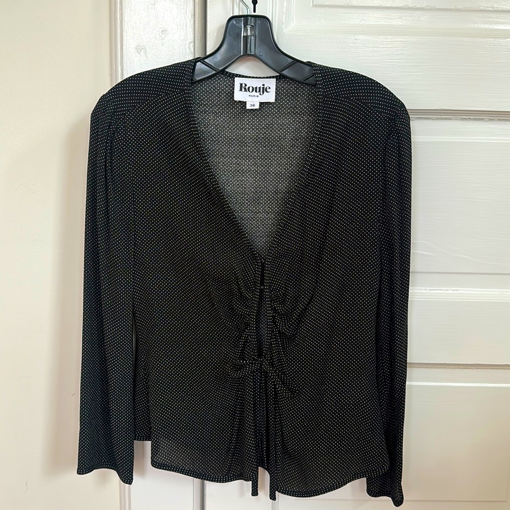 Rouje tie front top polka dot